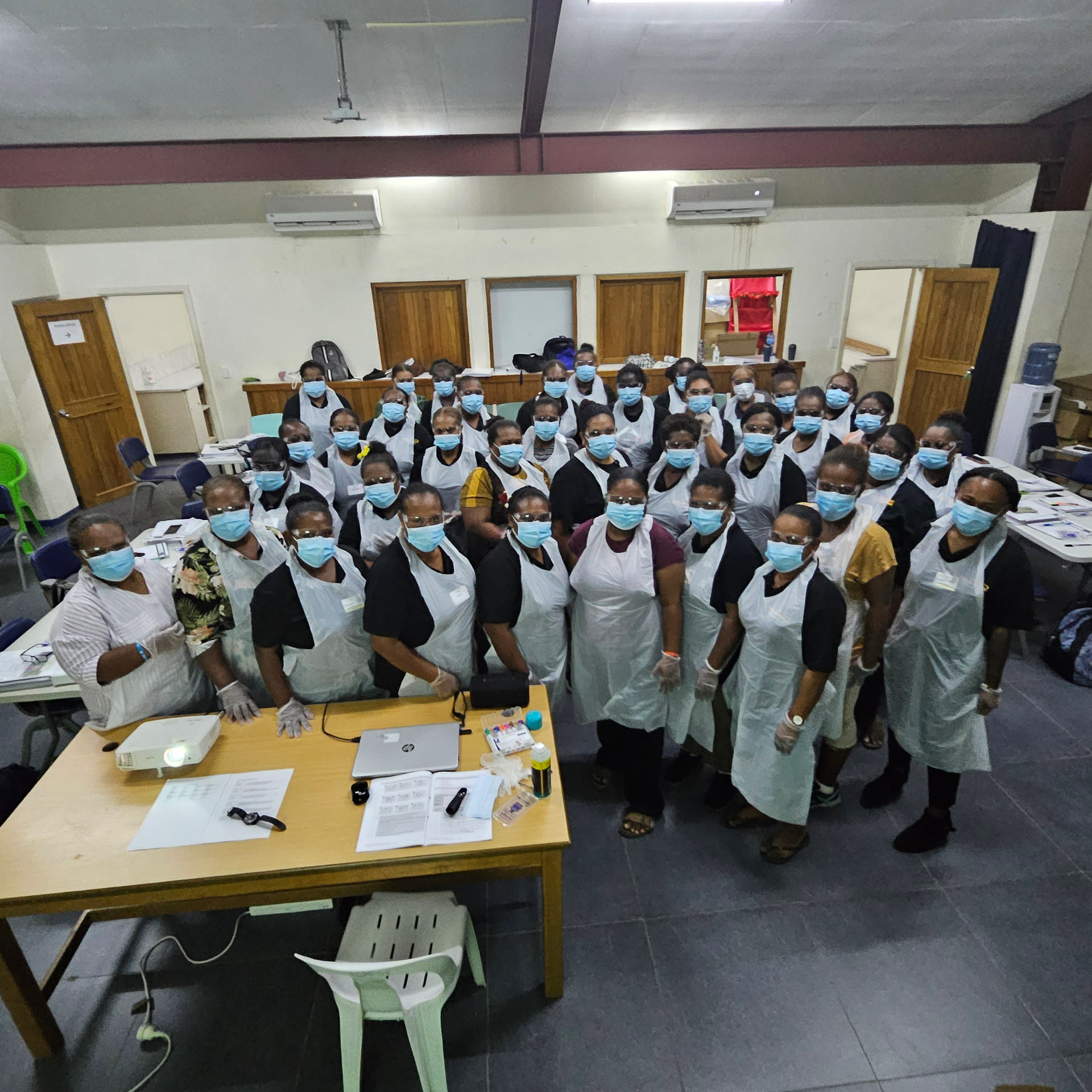 A large practical training class