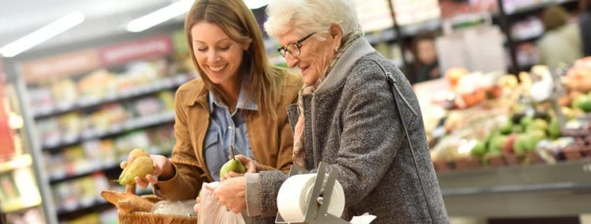 Aged Care Alzheimer's Shopping - Support Worker With Elderly Women